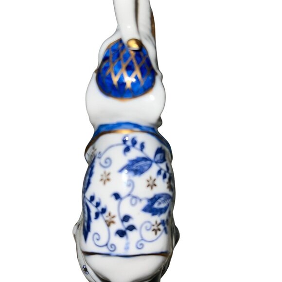 Porcelain Elephant Figurine WHT w/BLU GLD Floral Accents Trunk Up Lmt Ed Vienna - Picture 3 of 13
